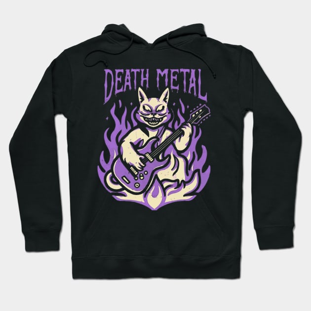 Death Metal Satanic Baphomet Cat playing guitar Hoodie by Aldrvnd